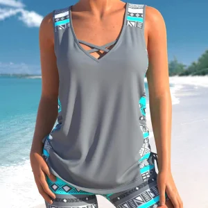 Francine - Tankini À Imprimé Feuillage Avec Tissu Léger