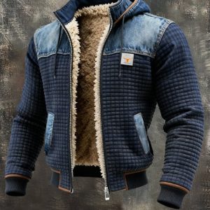 MAISON CLÉMENT PARIS™ | VESTE MATELASSÉE BLEU MARINE AVEC DÉTAILS EN JEAN