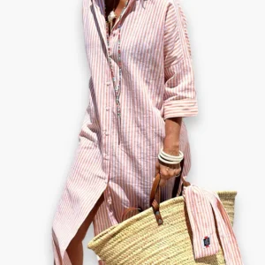 Robe chemise à rayures femme | Maxi élégante