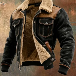 Maison Clément Paris | Veste chaude en cuir et sherpa à col doublé