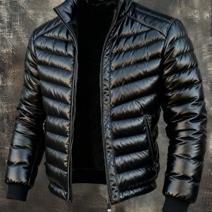 MAISON CLÉMENT PARIS™ | DOUDOUNE HOMME NOIRE BRILLANTE ZIPPÉE