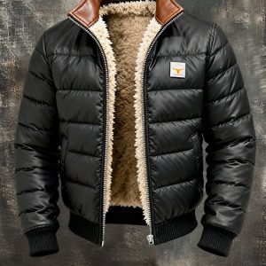 Maison Clément Paris | Veste d'extérieur matelassée noire à col en cuir