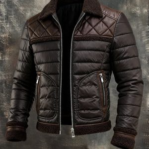 MAISON CLÉMENT PARIS™ | VESTE MATELASSÉE MARRON À COL SHERPA CHAUD