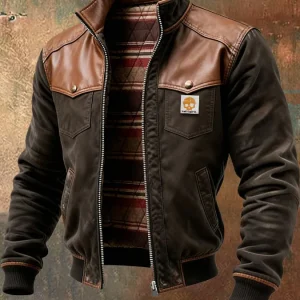 MAISON CLÉMENT PARIS™ | VESTE MARRON À ÉPAULES EN CUIR