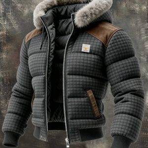 MAISON CLÉMENT PARIS™ | DOUDOUNE HOMME À CAPUCHE FOURRÉE GRIS FONCÉ