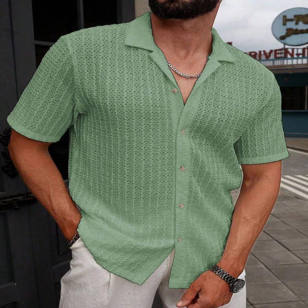 Carlos - Chemise décontractée unie à manches courtes – Image 2