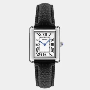 Montre Quartz Élégante avec Bracelet en Cuir Noir