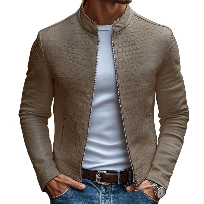 Veste en cuir exclusive pour hommes – Design luxueux blanc avec motif en pierres – Image 8