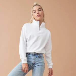 Sweat court col zippé femme - WOMEN'S CROPPED 1/4 ZIP SWEAT