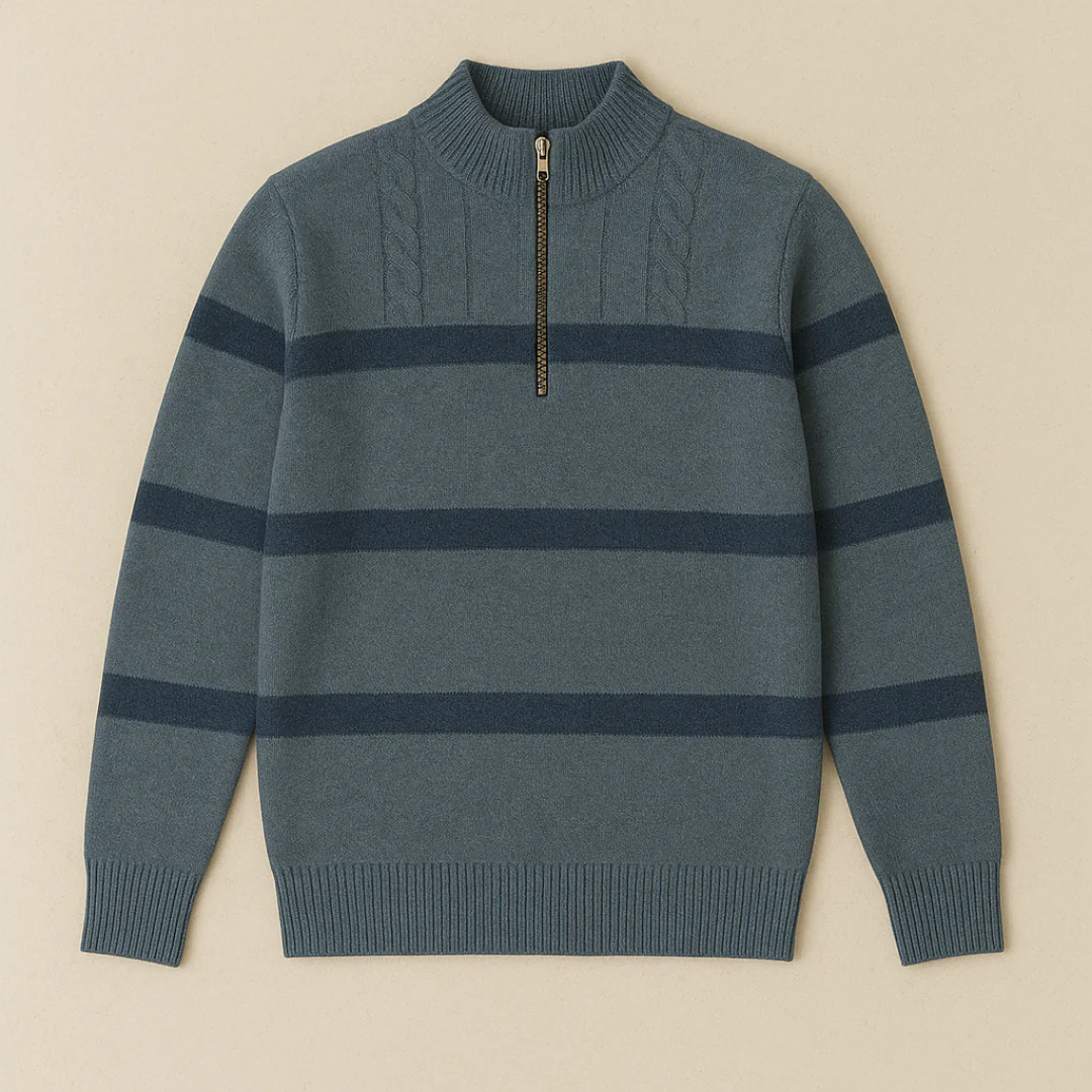 John - Pull à demi-zip rayé pour hommes – Image 4