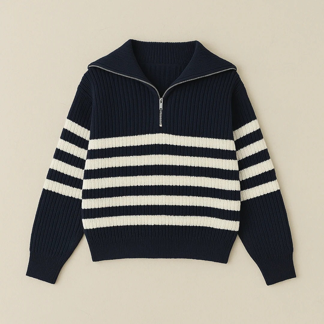 Pull Homme Nautique à Demi-Zip Côtelé | Maison Clément Paris – Image 4