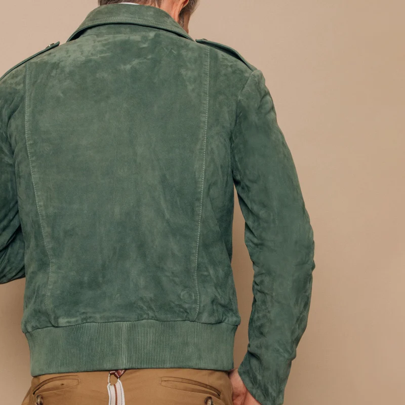 Veste en suède rétro pour hommes avec fermeture éclair – Luxe et Durabilité – Image 5