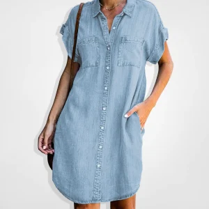 Violette - Robe En Denim Avec Fermeture Boutonnée Et Style Décontracté