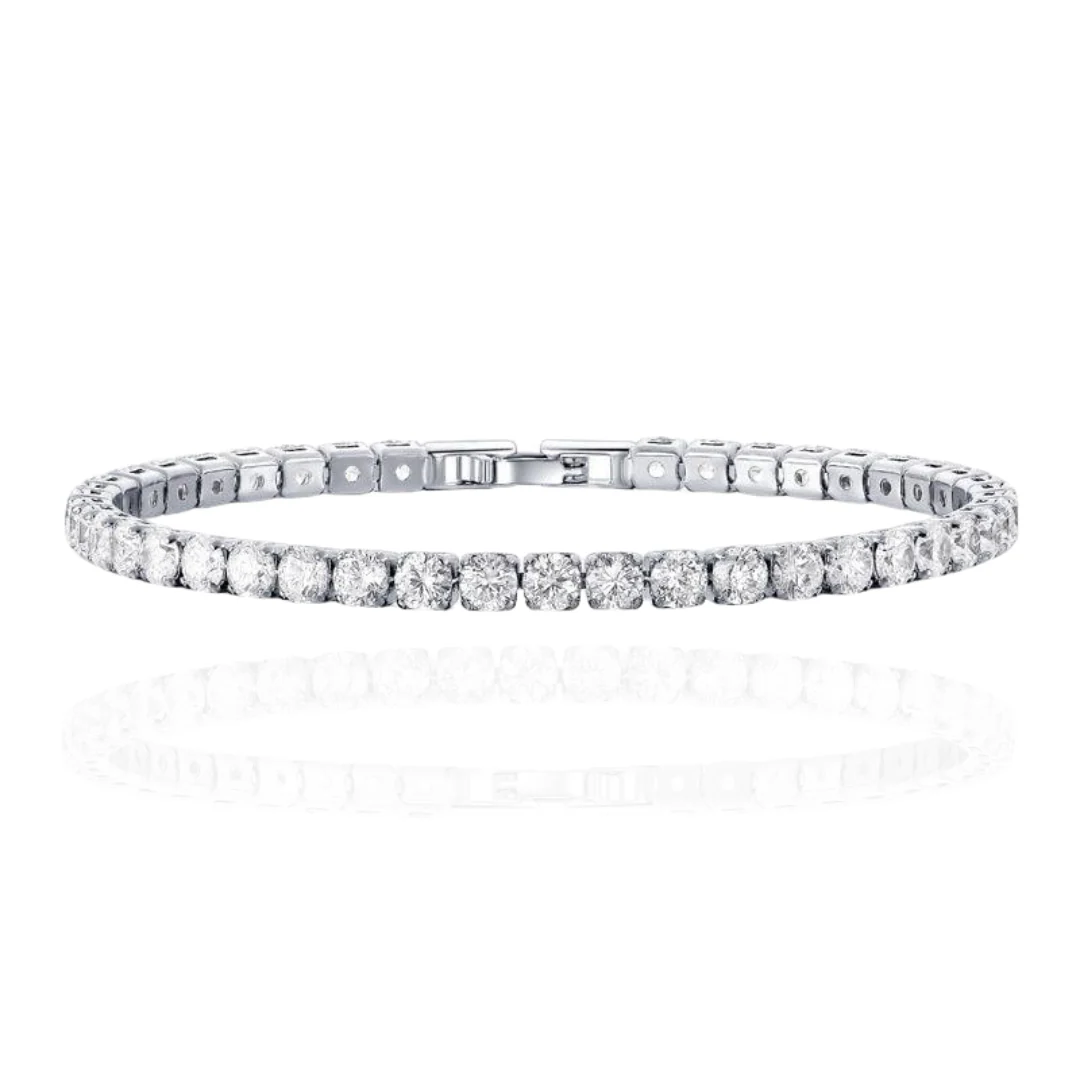Bracelet Tennis en Or Blanc Old Money | Maison Clément Paris – Image 3