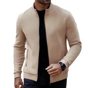 Veste zippée Old Money pour hommes avec col – Élégante et confortable