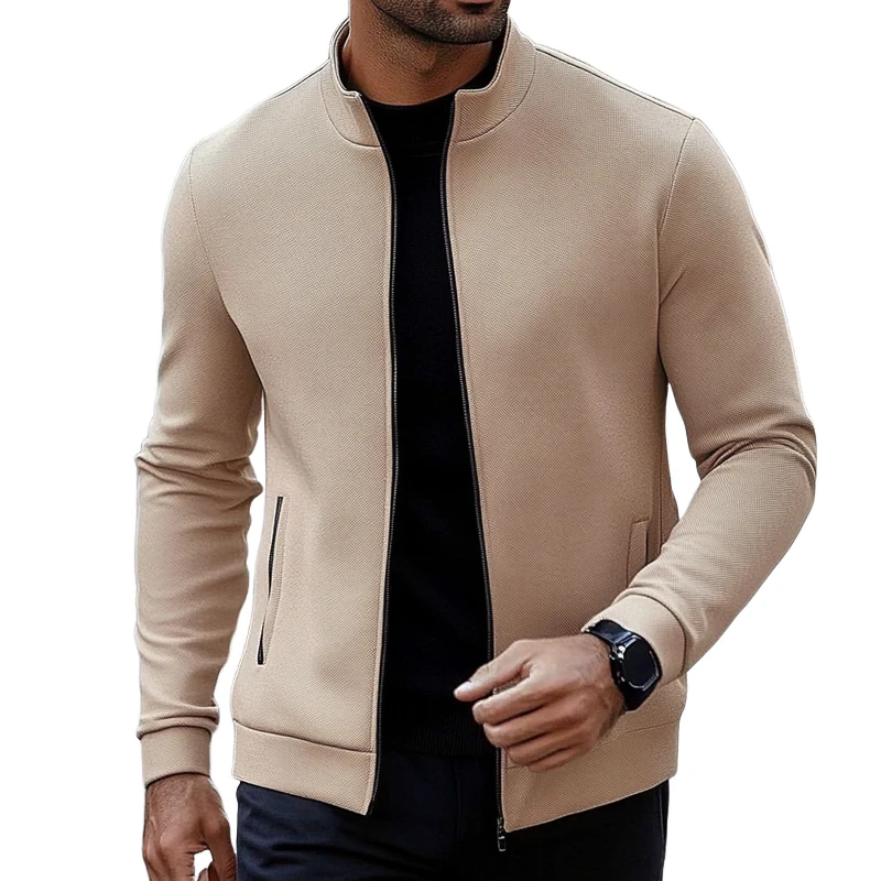 Veste zippée Old Money pour hommes avec col – Élégante et confortable