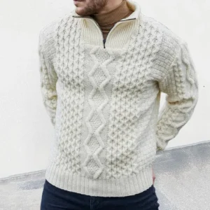 Remy - Pull à col roulé zippé en maille Homme